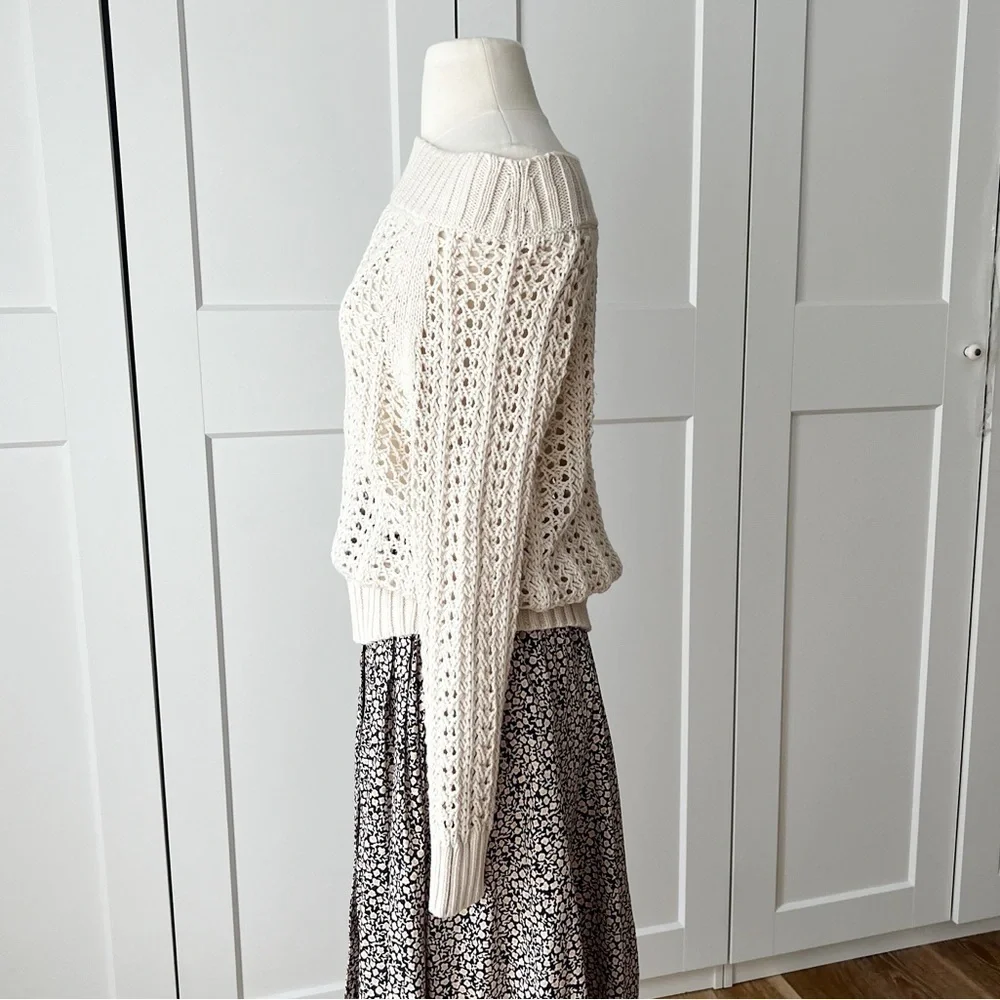 J.Crew Wide-neck beach sweater with pointelle stitch sz.XXS